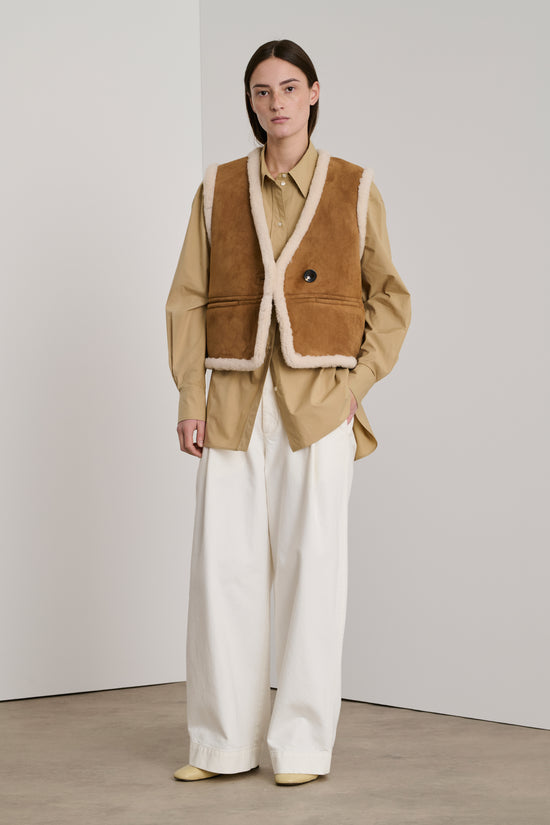 soeur blouson pyrenees Gilet en peau lainée sans manches naturelle