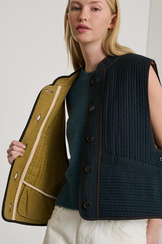 Soeur Blouson Tomari Blouson Sans Manches En Gabardine De Coton Matelassée