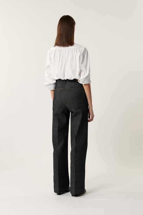 Soeur Jean California Pantalon Brut Noir Coupe Seventies En Coton Biologique