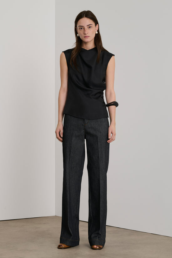 soeur jean california Pantalon brut noir coupe seventies en coton biologique