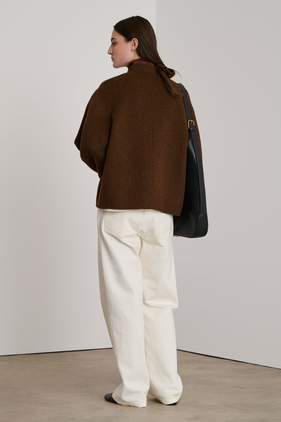 Soeur Manteau Windsor Manteau Court En Laine Double Face Roux Chiné