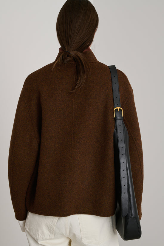 Soeur Manteau Windsor Manteau Court En Laine Double Face Roux Chiné