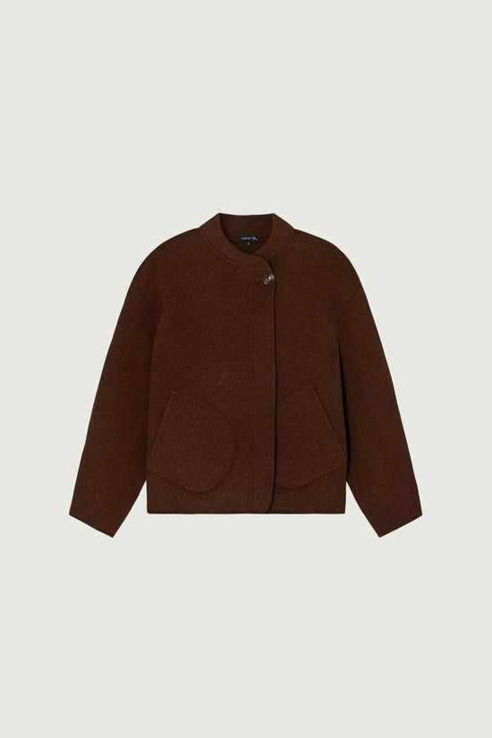Soeur Manteau Windsor Manteau Court En Laine Double Face Roux Chiné