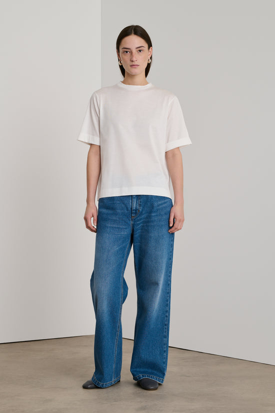 soeur tee-shirt ama T-shirt manches courtes à revers en jersey de coton mercerisé blanc