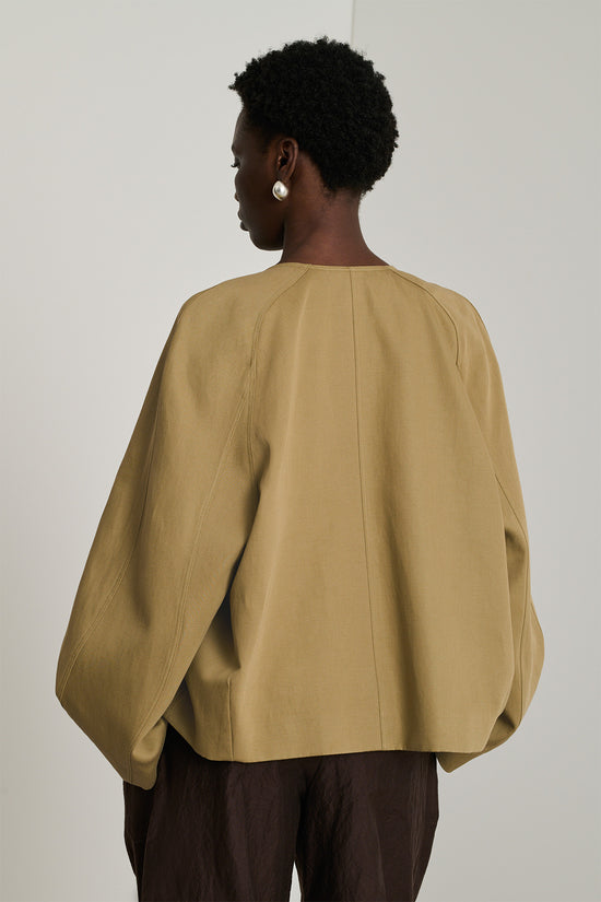 Soeur Veste Damia Veste Courte En Coton Et Lin Beige