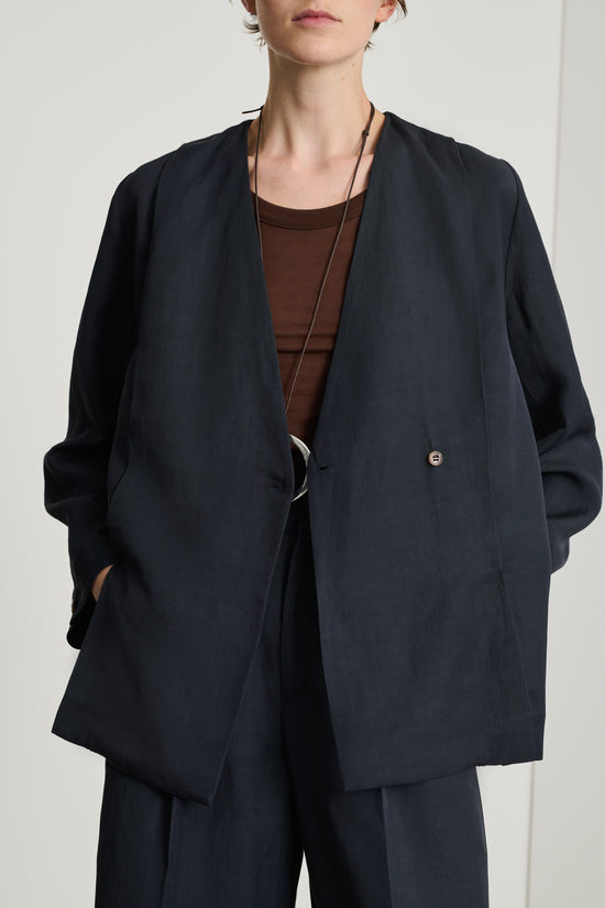 Soeur Veste Dandy Veste Ceinturée En Lin Et Viscose Navy