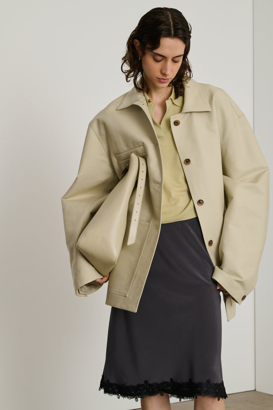 Soeur Veste Domingo Veste Ample En Coton Biologique Double Satiné Mastic