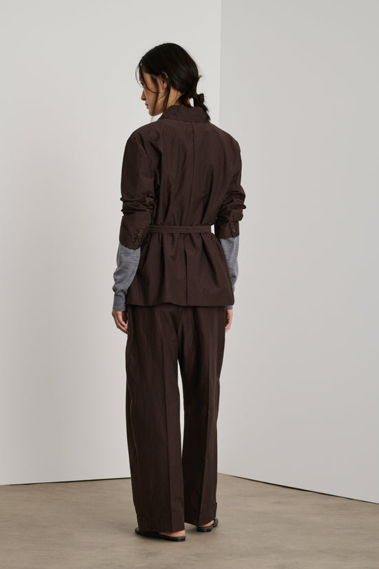 Soeur Veste Drew Veste En Popeline Froissée De Coton Biologique Marron