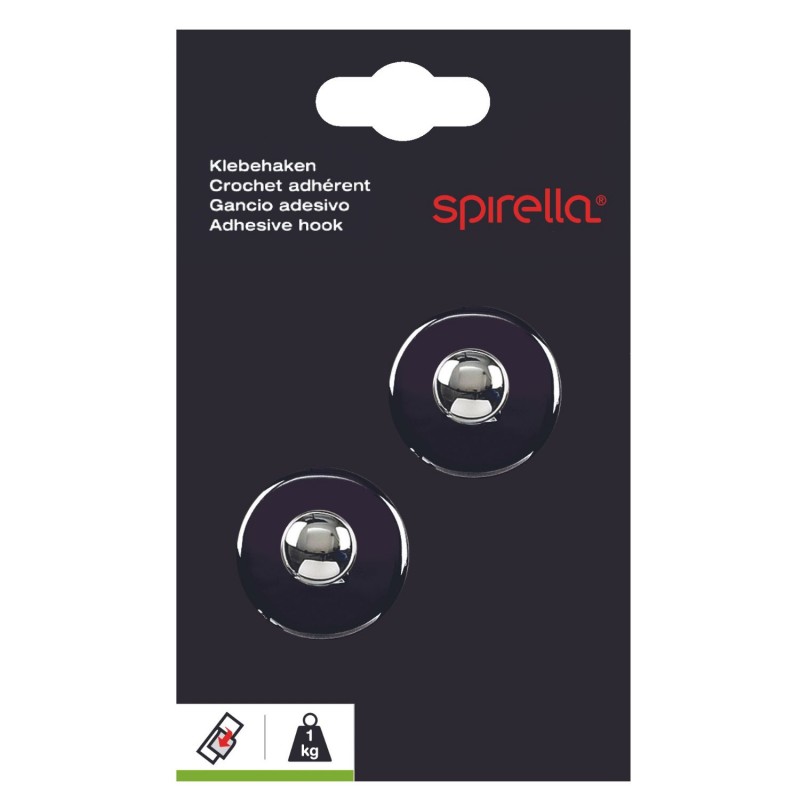 Spirella 2 Crochets Muraux Pour Serviette DOT Noir Argenté Spirella