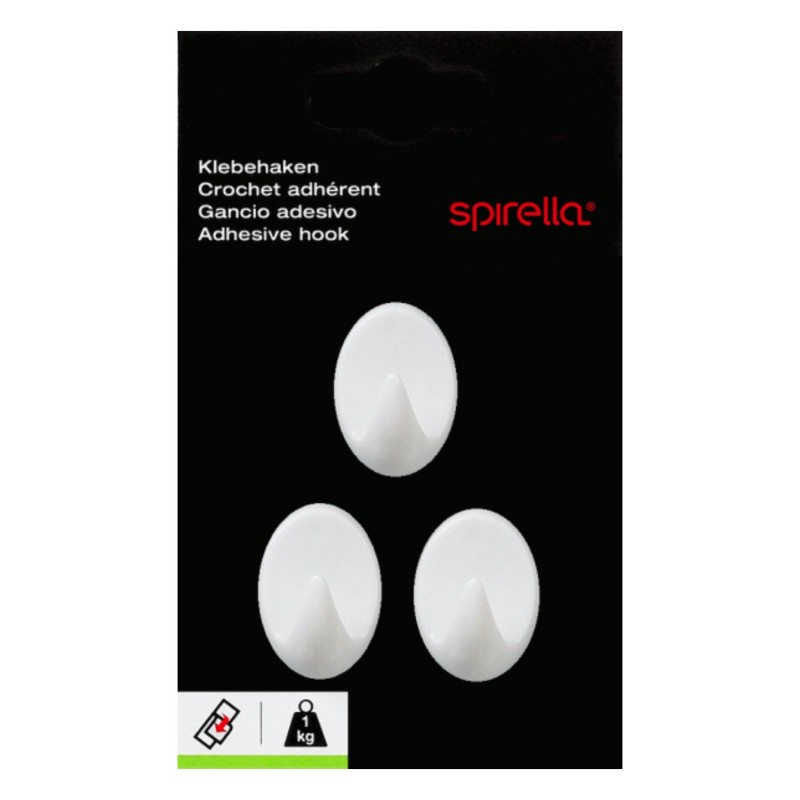 Spirella 3 Crochets Muraux Pour Serviette LILIPUTHAKEN OVAL Blanc Spirella