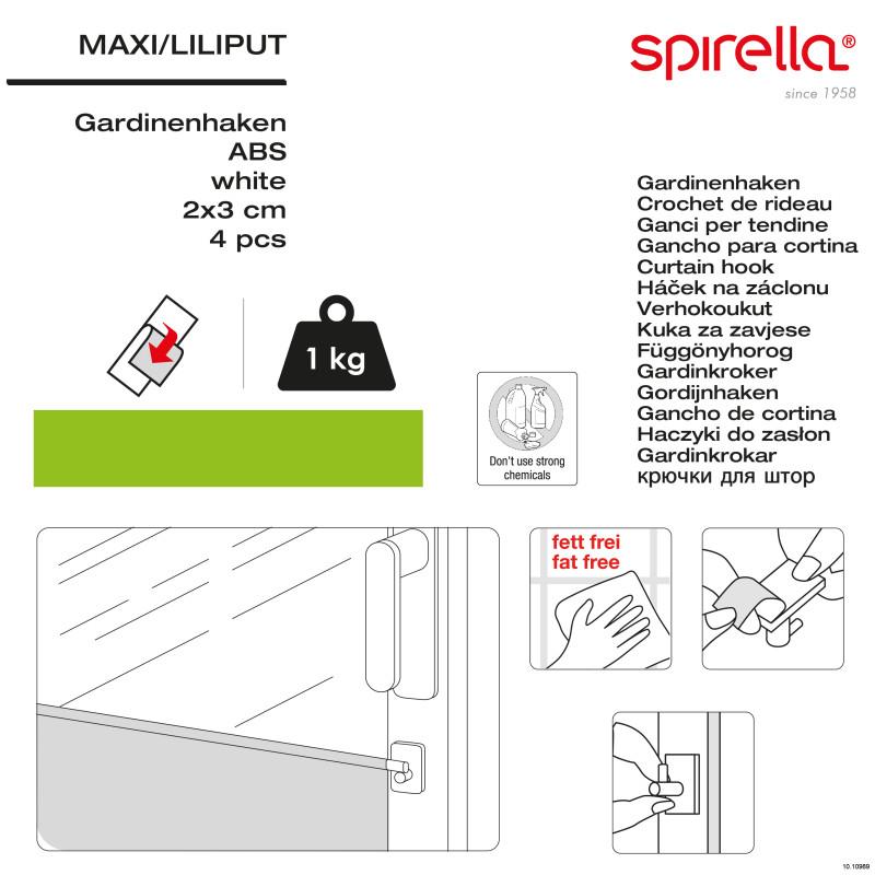 Spirella 4 Crochets Pour Rideaux GARDINENHAKEN Blanc Spirella