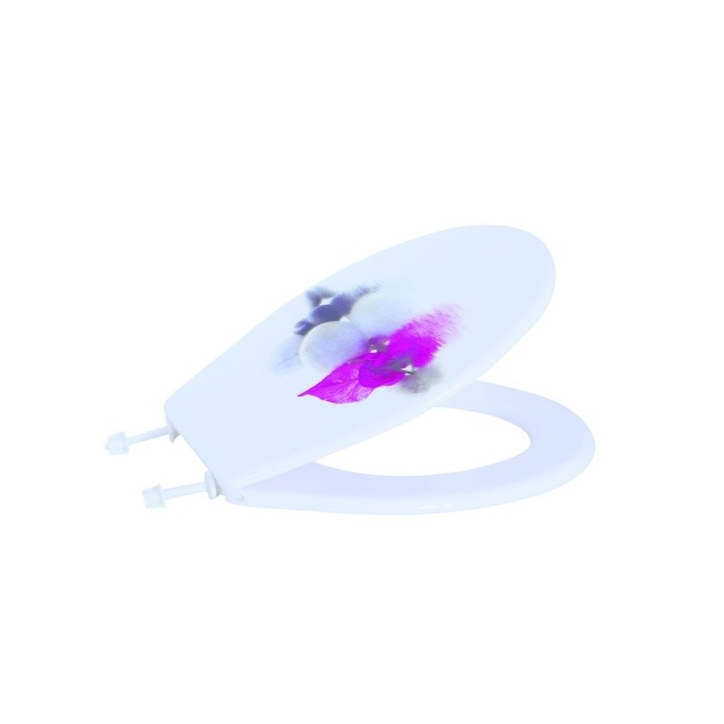 Spirella Abattant Wc BORNEO Blanc & Rose - Charnières PS MSV