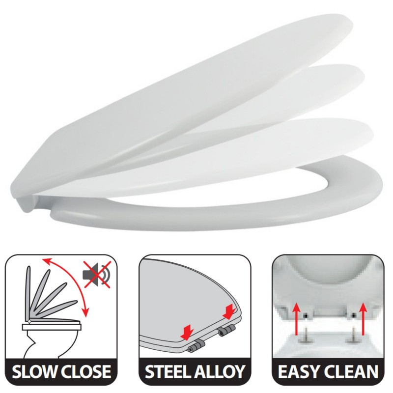 Spirella Abattant Wc EASY CLIP Thermo Dur Blanc - Charnières Inox Spirella