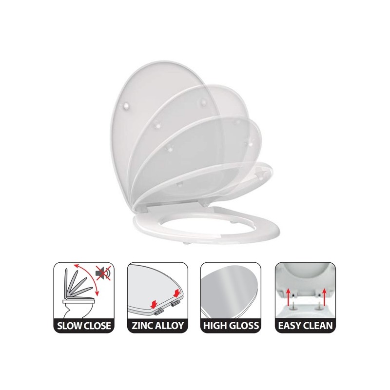 Spirella Abattant Wc HARRY Blanc - Charnières Zinc Spirella