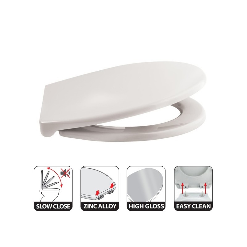 Spirella Abattant Wc HARRY Gris Clair - Charnière Zinc Spirella