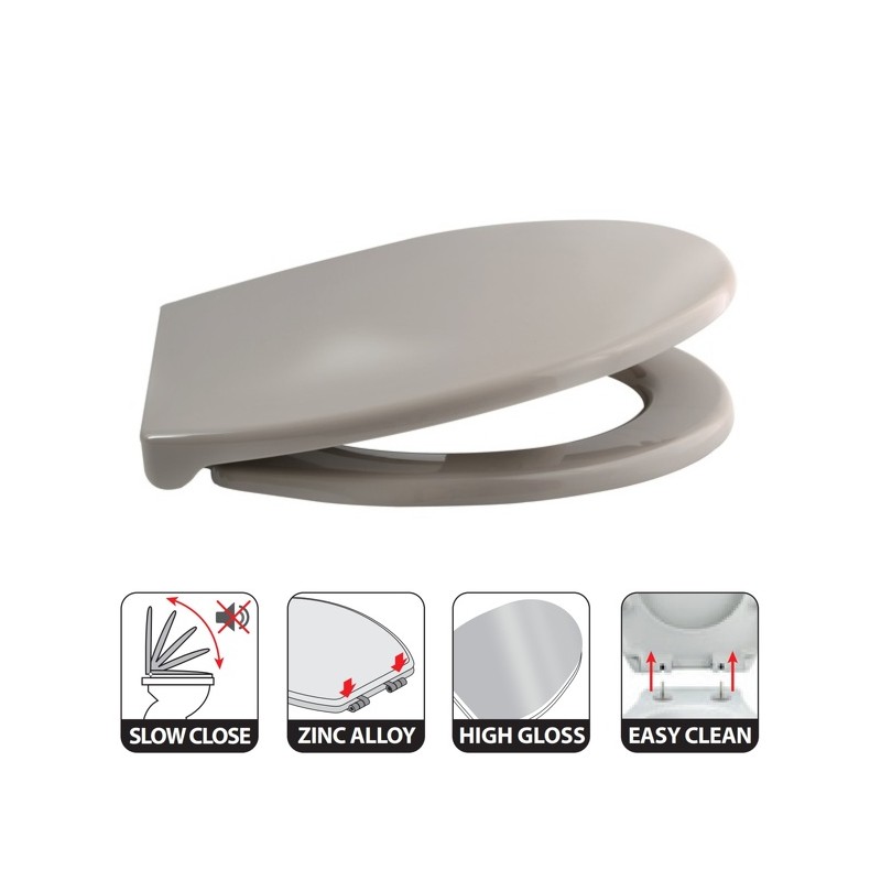 Spirella Abattant Wc HARRY Taupe - Charnière Zinc Spirella