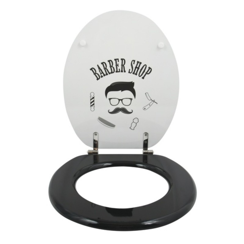 Spirella Abattant Wc MDF Barber Gris & Noir- Charnières Inox MSV