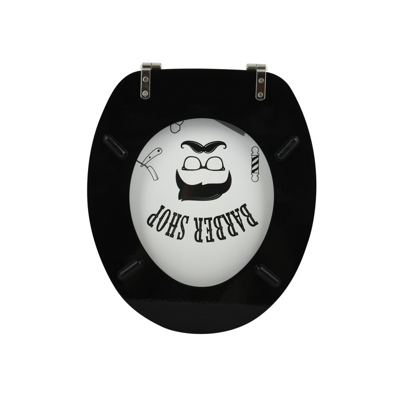 Spirella Abattant Wc MDF Barber Gris & Noir- Charnières Inox MSV