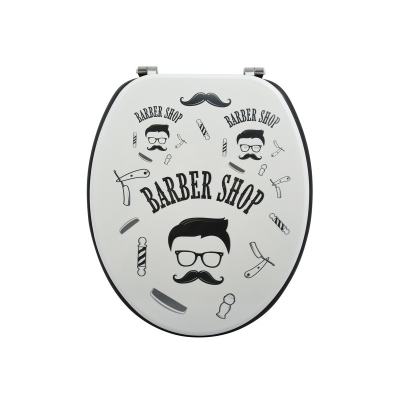 spirella Abattant wc MDF Barber Gris & Noir- Charnières Inox MSV