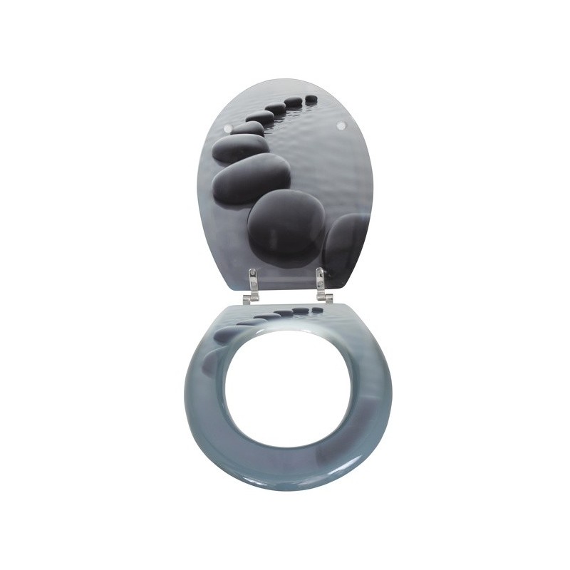 Spirella Abattant Wc MDF Chemin De Galets Gris - Charnières Inox MSV