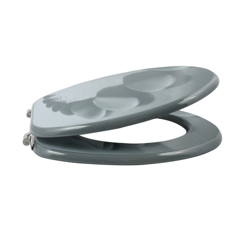 Spirella Abattant Wc MDF Chemin De Galets Gris - Charnières Inox MSV