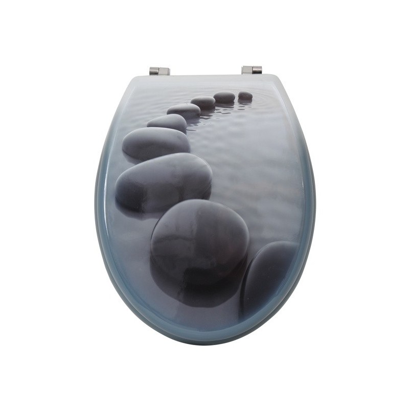 spirella Abattant wc MDF Chemin de galets Gris - Charnières Inox MSV