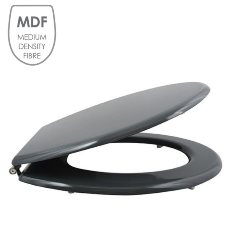 Spirella Abattant Wc MDF CLEO Gris Anthracite - Charnières Inox MSV