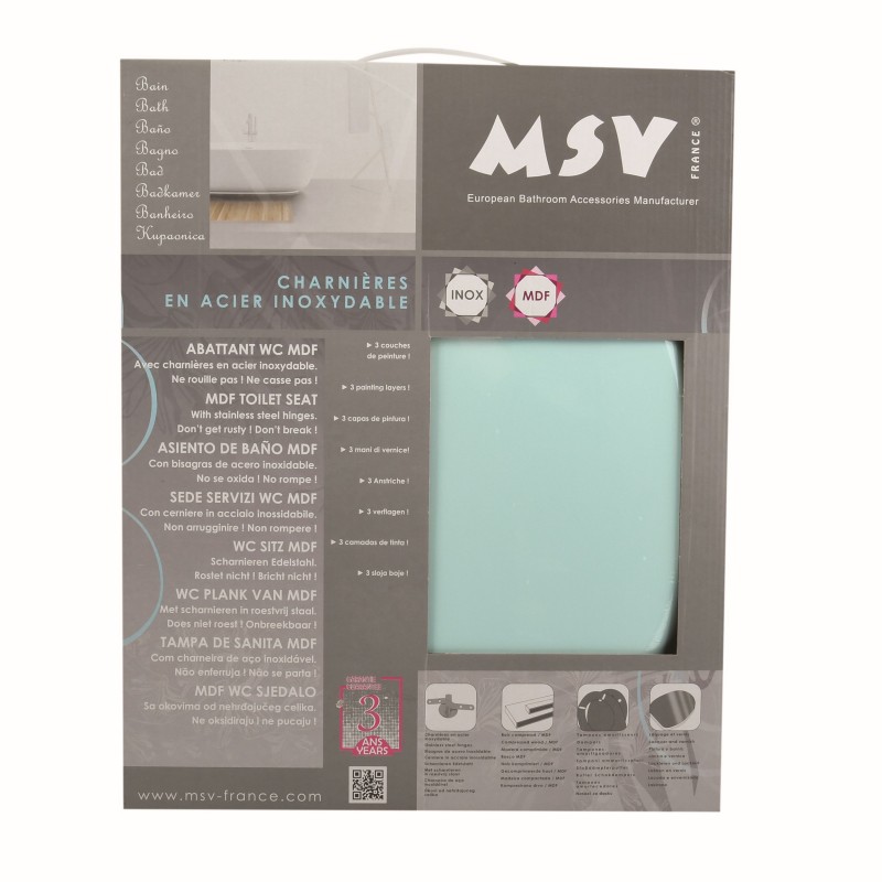 Spirella Abattant Wc MDF CLEO Vert Poudré - Charnières En Inox MSV