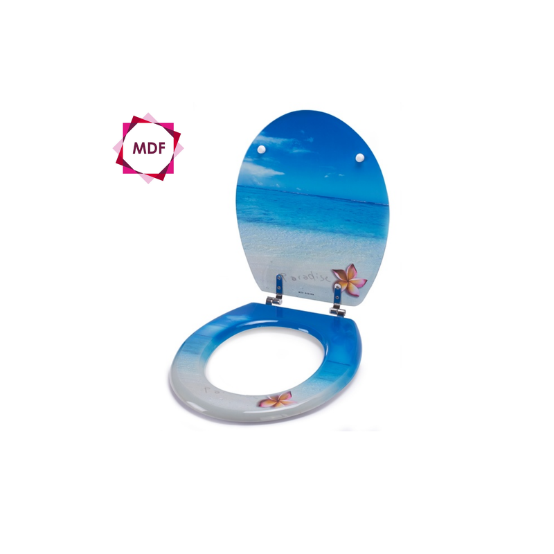 Spirella Abattant Wc MDF PARADISE Bleu - Charnières Inox MSV