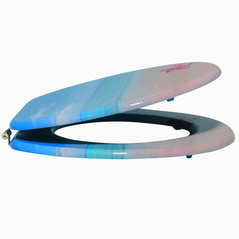 Spirella Abattant Wc MDF PARADISE Bleu - Charnières Inox MSV