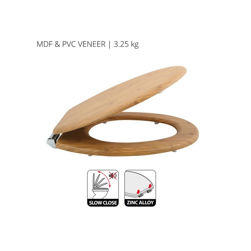 Spirella Abattant Wc MDF & PVC BORNEO - Charnières Zinc Spirella