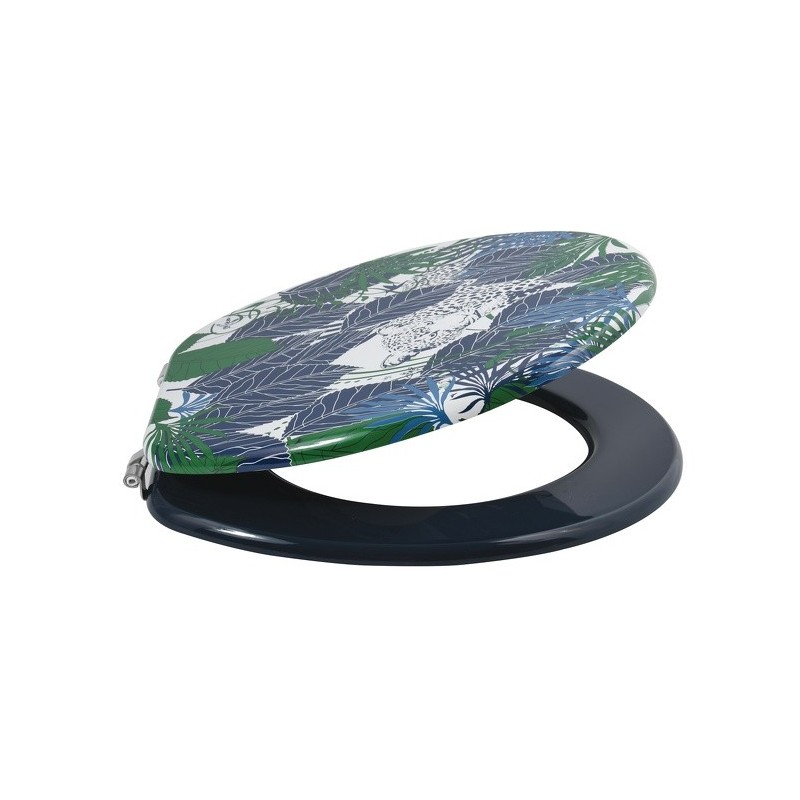 Spirella Abattant Wc MDF RAIN FOREST Bleu & Vert - Charnières Inox MSV