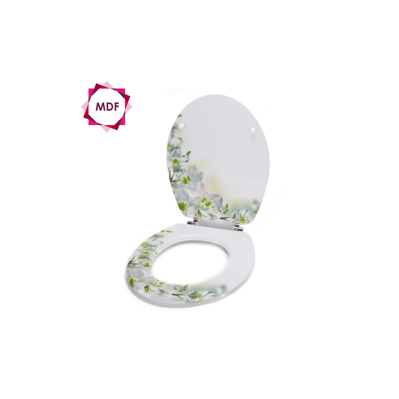 Spirella Abattant Wc MDF Sofaïa à Motifs Fleurs - Charnières Inox MSV