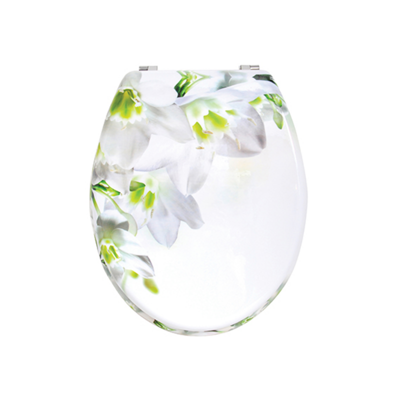 spirella Abattant wc MDF Sofaïa à Motifs Fleurs - Charnières Inox MSV