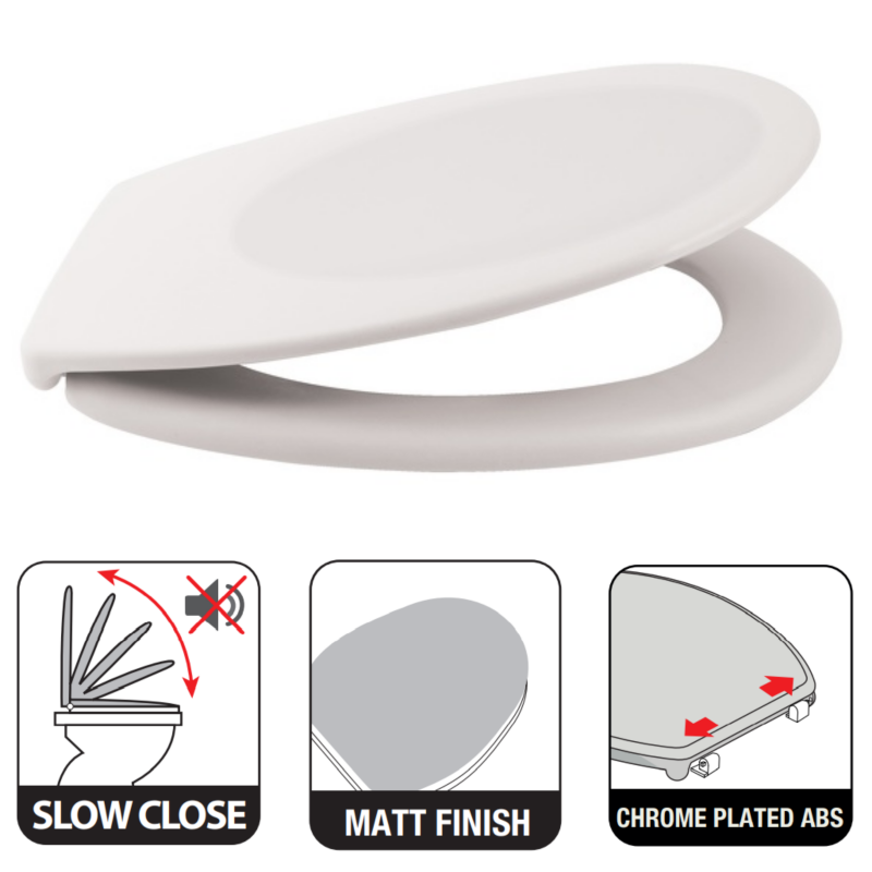 Spirella Abattant Wc Thermo Dur Avec Frein De Chute NEELA Blanc Mat - Charnières ABS Chromé Spirella