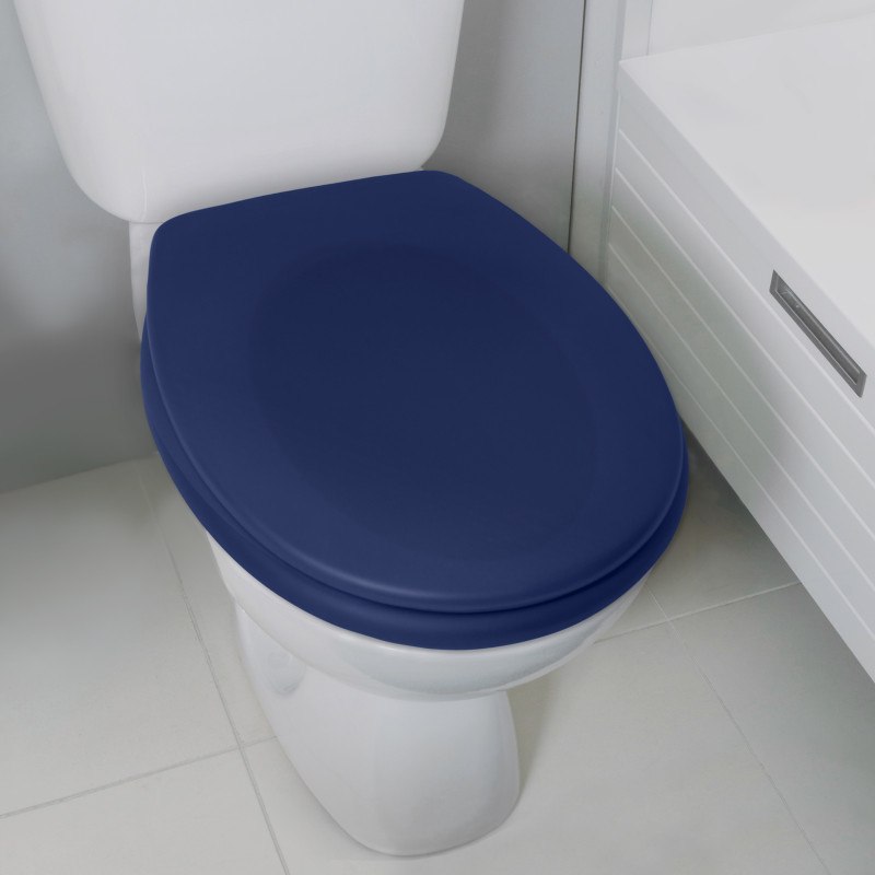 Spirella Abattant Wc Thermo Dur Avec Frein De Chute NEELA Bleu Foncé Mat - Charnières ABS Chromé Spirella