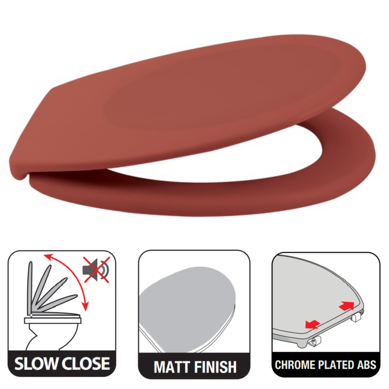 Spirella Abattant Wc Thermo Dur Avec Frein De Chute NEELA Terracotta Mat - Charnières ABS Chromé Spirella