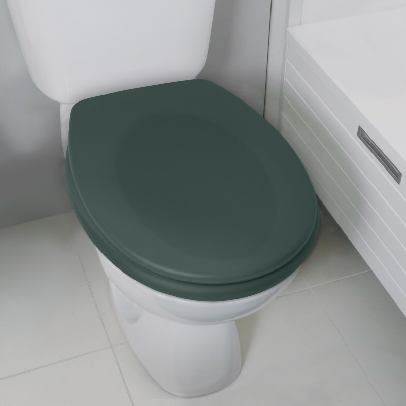 Spirella Abattant Wc Thermo Dur Avec Frein De Chute NEELA Vert Foncé Mat - Charnières ABS Chromé Spirella