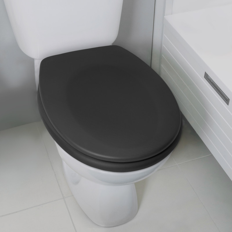 Spirella Abattant Wc Thermo Dur NEELA Noir Mat - Charnières ABS Chromé Spirella