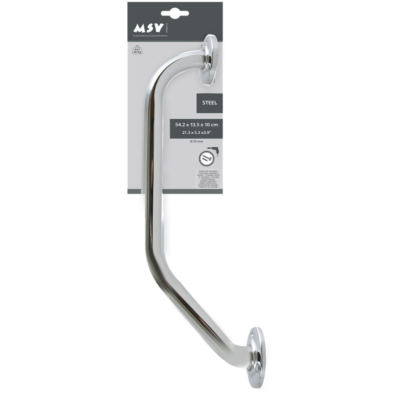 Spirella Barre De Redressement Ou D'appui Acier Coudée 54x13 5x10cm Chromé MSV