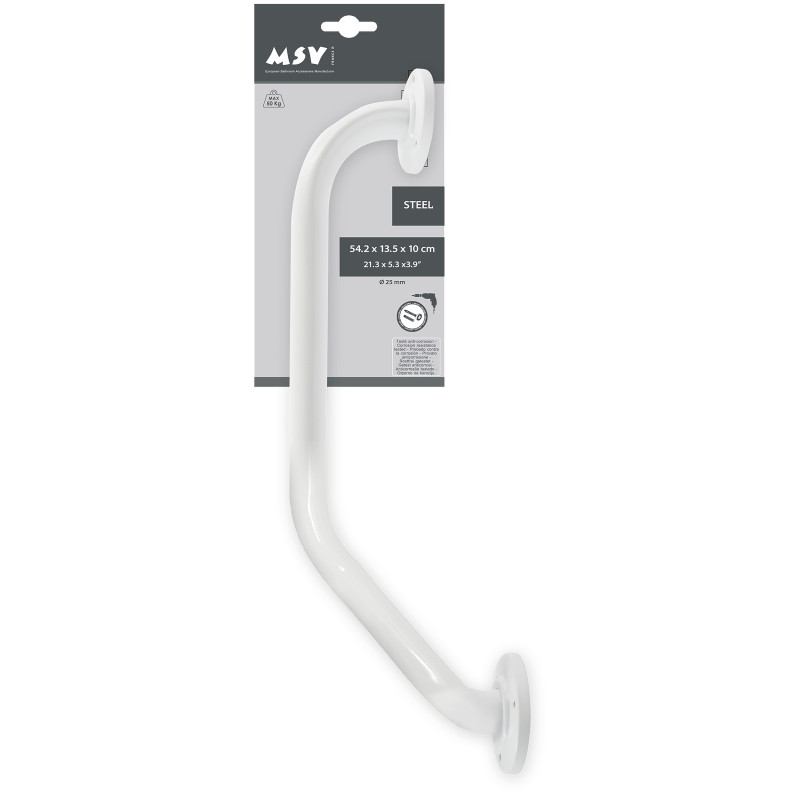 Spirella Barre De Redressement Ou D'appui Coudée Acier 54x13 5x10cm Blanc MSV