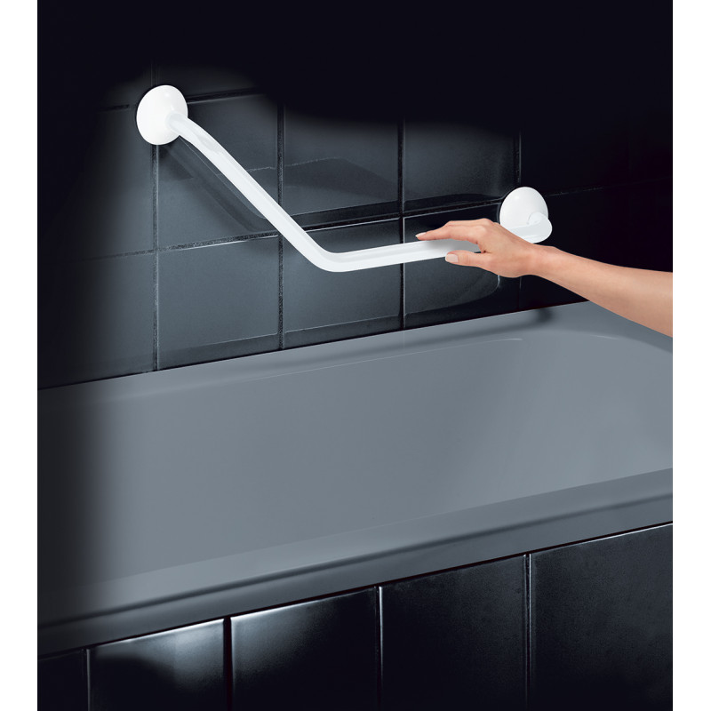 Spirella Barre De Redressement Ou D'appui Coudée ECO Acier Inox 71cm Blanc Spirella