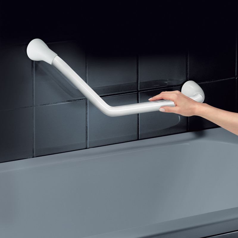 Spirella Barre De Redressement Ou D'appui Coudée PROF Acier Inox 73 5cm Blanc Spirella