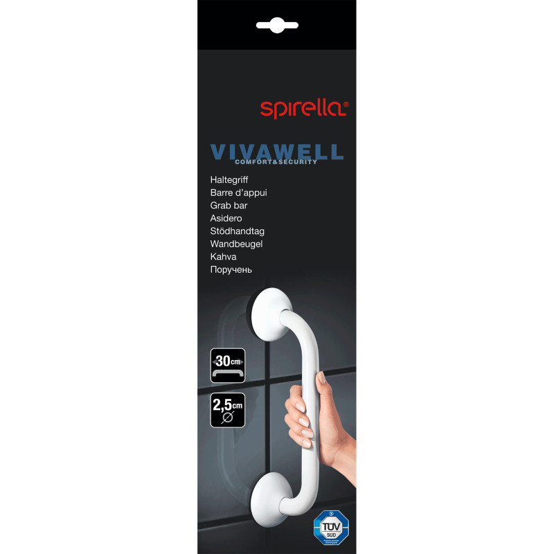 Spirella Barre De Redressement Ou D'appui ECO Acier Inox 30cm Blanc Spirella