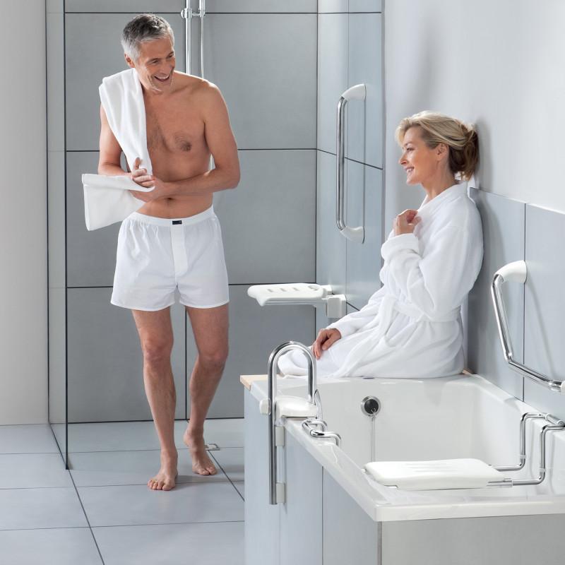 Spirella Barre De Redressement Ou D'appui PROF Acier Inox 80cm Blanc Spirella