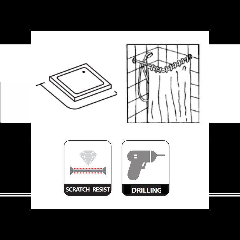 Spirella Barre Tringle Pour Rideau De Douche D'angle à  Fixer En Alu 80x80cm Blanc MSV