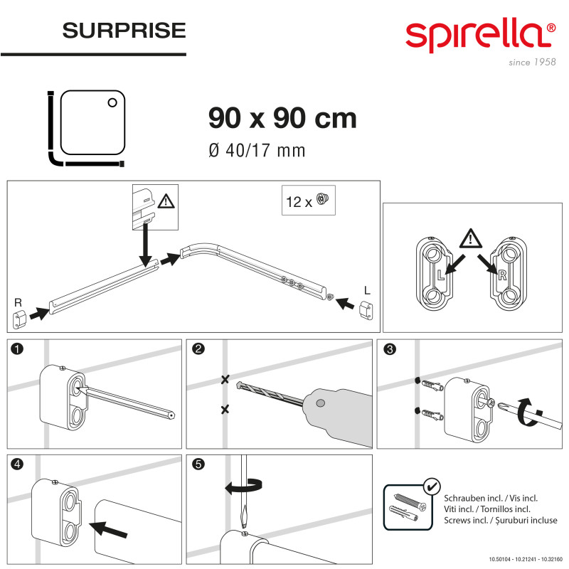Spirella Barre Tringle Pour Rideau De Douche D'angle à  Fixer En Alu SURPRISE 90x90cm Blanc Spirella