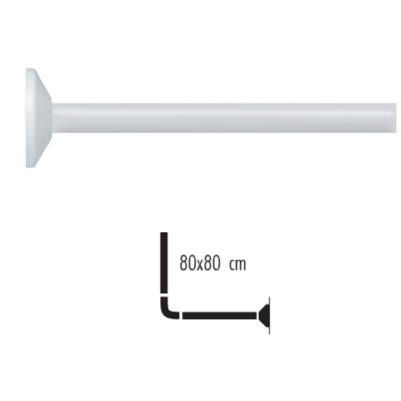 Spirella Barre Tringle Pour Rideau De Douche D'angle à  Fixer En Alu MAGIC 80x80cm Blanc Spirella