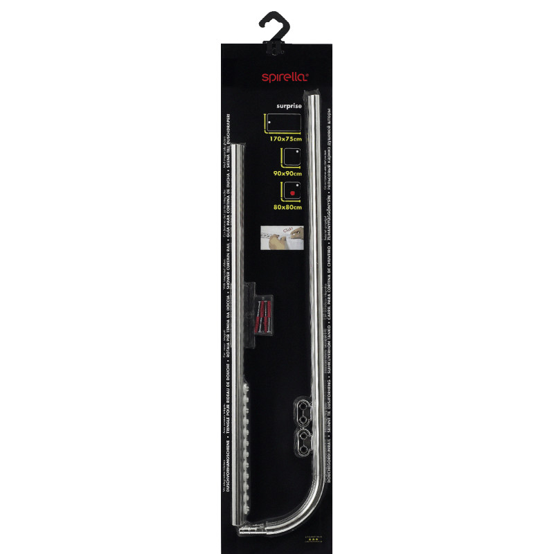 Spirella Barre Tringle Pour Rideau De Douche D'angle à  Fixer En Alu SURPRISE 80x80cm Finition Brillante - Spirella