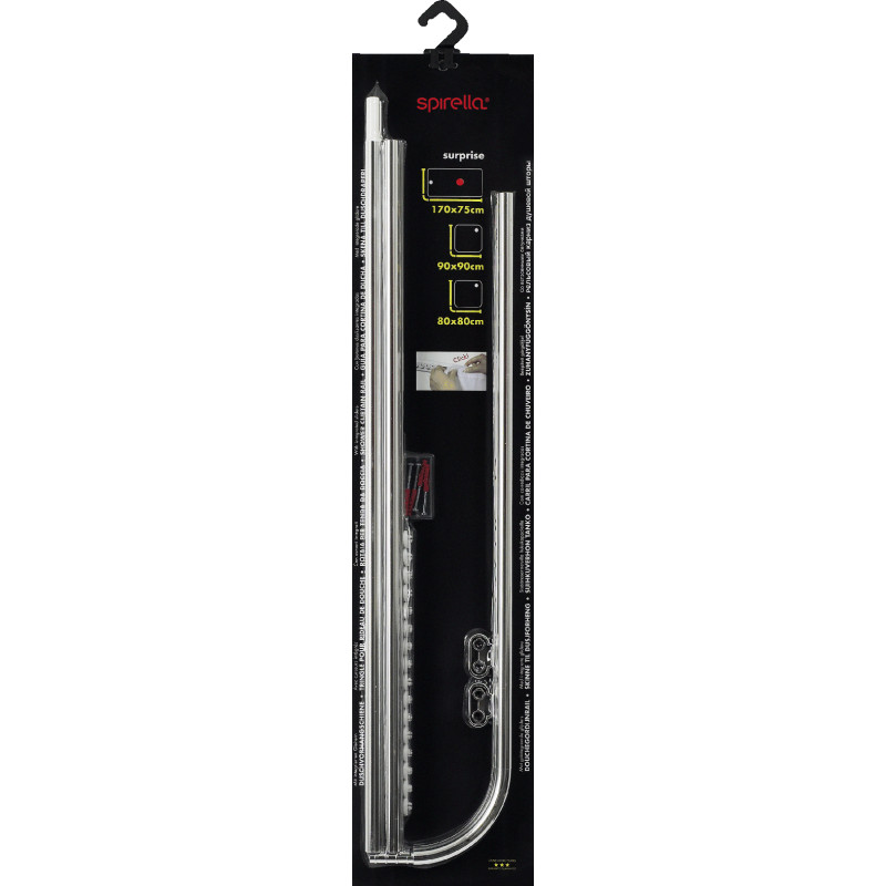 Spirella Barre Tringle Pour Rideau De Douche D'angle à  Fixer En Alu SURPRISE 170x75cm Finition Brillante - Spirella